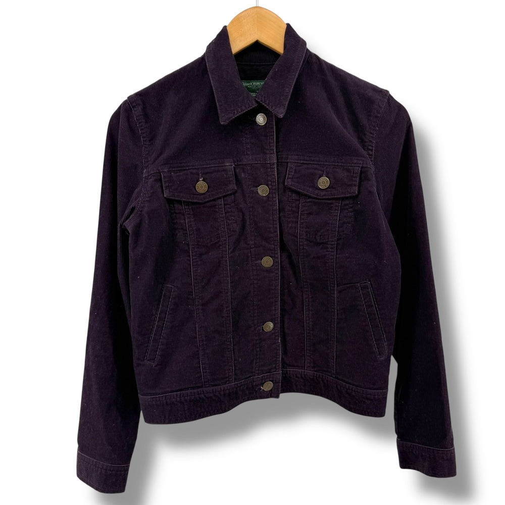 Lauren Jeans Company Ralph Lauren Petite Corduroy Button Up Jacket Purple P/P